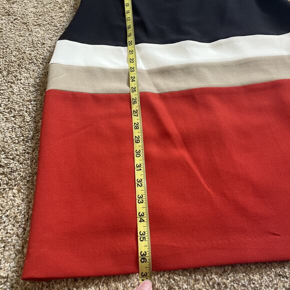 Studio One Dress Ivory/Black/Burnt Sienna Sleeveless Size 12 - Picture 7 of 11
